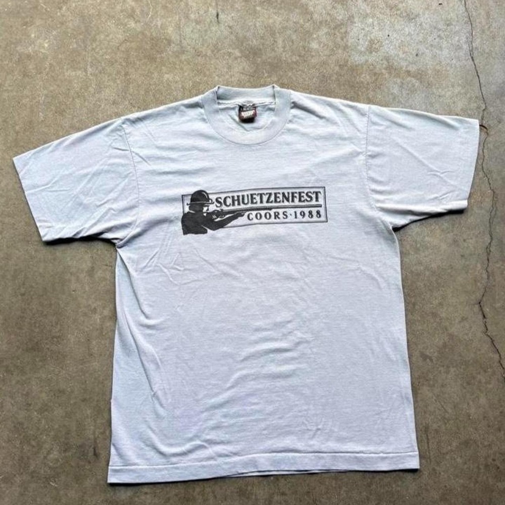 Vintage single stitch 1988 Coors Schuetzenfest light blue t-shirt men's large